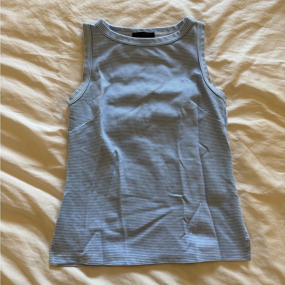 Banana Republic Blue and White Striped Tank Top